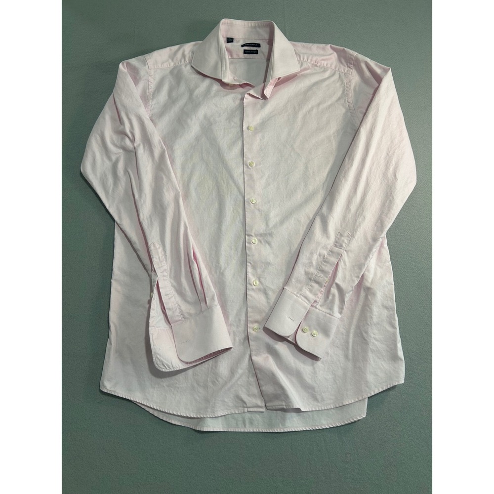 Suitsupply Dress Shirt Mens 44 17.5 L Pink Cotton Two Ply Collar Long Sleeve